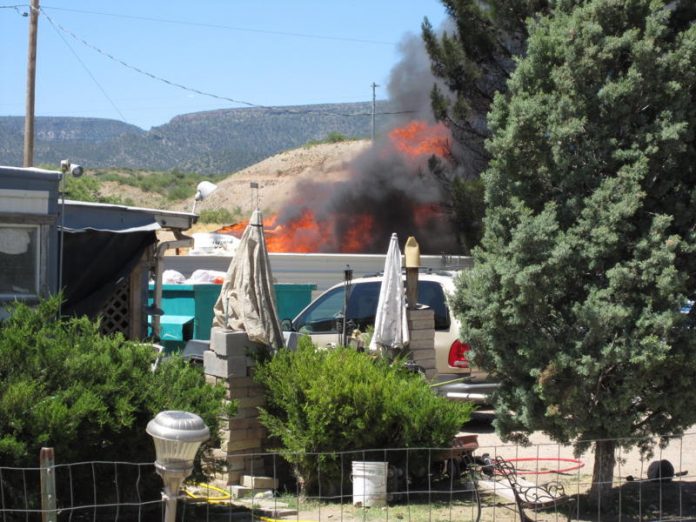 A structure in Camp Verde caught fire midmorning Sunday, June 20.