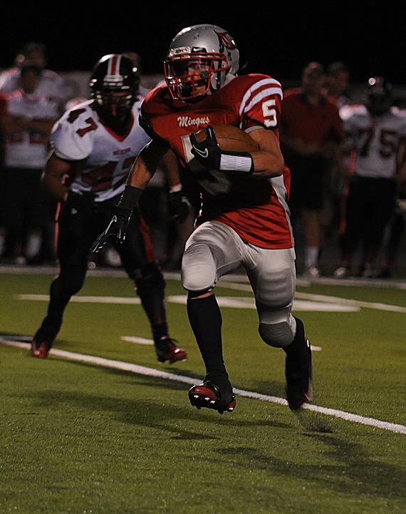 Kevin Webb had nine carries for 37 yards to lead the Marauders in rushing against Apache Junction High School on Friday, Sept. 24. The Mingus Union High School football team lost to the Prospectors, 34-7.