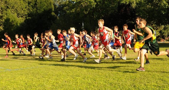 the seventh- and eighth-grade boys race begins Sept. 15 at the Lobos Invitational Meet at Riverfront Park in Cottonwood.