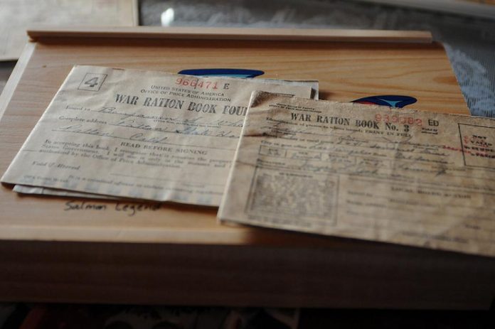 World War II ration books make up a small part of saved memorabilia from the war belonging to Cottonwood residents Don and Faye Johnson, who will speak in the gym at the Clemenceau School on Tuesday, Jan. 18, at 1 p.m. about their experiences servicing the war effort in civilian capacities.