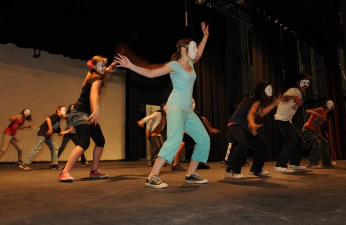 Hip-hop dance class students from Camp Verde Unified School District’s middle and high schools rehearse together Friday, April 29, for a performance at the Camp Verde Multi-Use Complex on Tuesday, May 3. The show featured both dance and music performance acts.