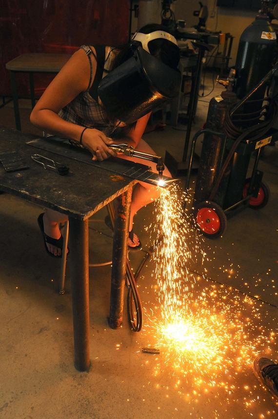 Reavan Martinez, a Camp Verde High School sophomore, finishes a class welding project for the year Friday, May 13. The Camp Verde Unified School District Governing Board found room May 10 for the welding program in next year’s budget opting to lose a staff position in the art department instead. Welding instructor Cody Carter said serious students in his program can find limitless work when they leave school, often in entry level positions with starting salaries of around $20 per hour.