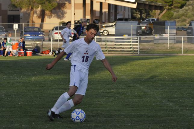 Jose Perez dribbles the ball during the Camp Verde boys soccer team's 2-0 win over Phoenix Country Day School on Wednesday, Sept. 4 at the high school.