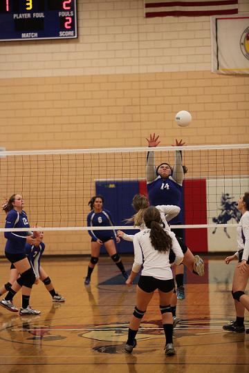 Viola Logsdon goes up for a block against the Sedona Red Rock Scorpions during their game on Thursday, Sept. 12 in Camp Verde.