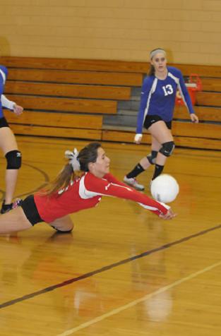 Kayla Sandoval digs a spike out during Camp Verde's game against Scottsdale Christian.