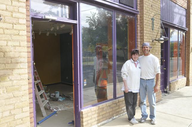 New business owners Mike Gilmour and wife Lee Shutt are currently remodeling the inside of a storefront on 10th Street in Clarkdale. It will become half an Italian light café and half a knick-knack store. They hope to be open within a month or sooner.