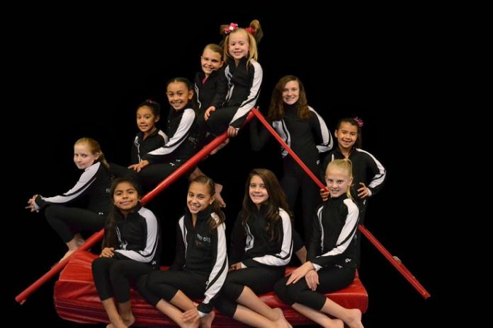 Flip City gymnastics in Cottonwood fielded a team of competitors at the Level 3 State Championships on Nov. 15 in Phoenix, including, bottom row, from left: Aiyonna Sandoval, age 8; Tyra Gabaldon, 11; Joelle Santiago, 11; Faith Knister, 11; and top row, from left: Kennedy Nasch, 9; Janicia Ramirez, 9; Aysha Khalil, 9; Grace Sauer, 10; Shania Moore, 7; Nicole Irwin, 8; and Taylor Pennington, 11.