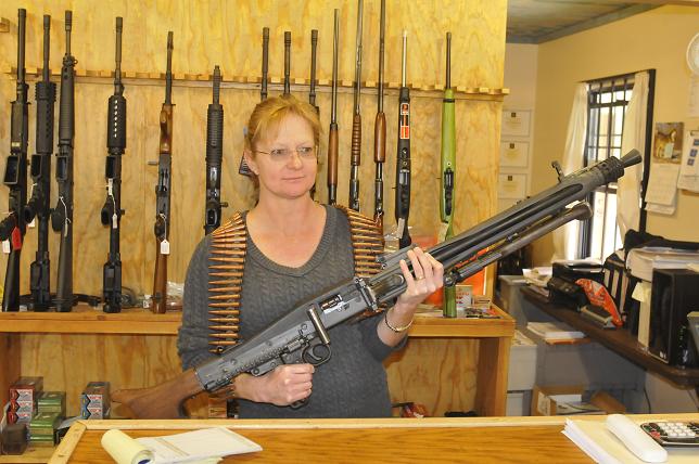 Patty Jonas works at her family’s gun shop on Main Street in Camp Verde, which they’ve had for about three-and-a-half years. Her husband was a collector of World War II military weapons and items and eventually that hobby translated into a business. While they do sell the rifles lined up on racks against the walls, Jonas said most of their business comes from shoppers and collectors online.