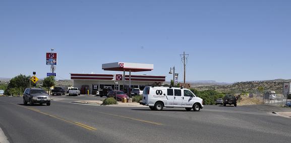 The triangle-shaped intersection where Finnie Flat Road becomes Main Street and intersects with Montezuma Castle Highway will be reworked for smoother traffic flow. Seen from the top of the hill it sits on, a gas station and car wash are nestled in the triangle intersection.