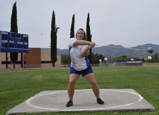 Junior Alyssa Watkins, third nationally among all 15- and 16-year-old hammer throwers, is part of Camp Verde High School’s track and field team. Her favorite event to compete in is the hammer throw, which is essentially a shot put on the end of a length of wire with a handle.
