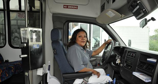 Fawn Honwytewa, a driver for the Yavapai-Apache Transit, shuttles riders along State Route 260. YAT is trying to dispel the notion that it is only available for tribe members.