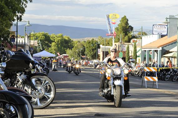 Motorcycles line both sides of Main Street during Thunder Valley Rally, as bikers from all over the state came to partake in the festivities. During Thunder Valley Rally, all of Cottonwood’s hotels were booked solid, spilling over to bookings in Sedona and Camp Verde.