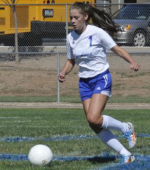 sophomore raiven alvey scored the only goal for Camp Verde High School in a 5-1 loss at Blue Ridge High School in the Division IV state girls soccer quarterfinals.