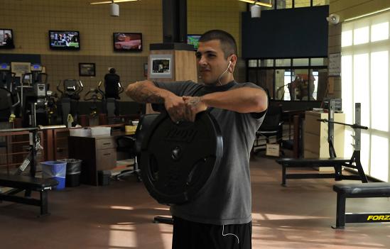 James Martinez works out in the Cottonwood Rec Center, lifting weights to build muscle and stay in shape. To help promote healthy lifestyles, the Looking Good Cottonwood fitness competition will begin in January.