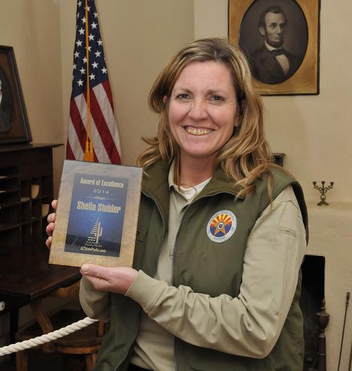 Sheila Stubler was recently recognized with an Award of Excellence at an Arizona State Parks ceremony at Cliff Castle Casino Hotel. Stubler is the park manager for Fort Verde State Park and has worked there for 11 years.?