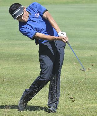 junior Joel Beauty takes his second stroke for the Camp Verde High School golf team on the first hole of his home course at Verde Santa Fe Golf Club. The Cowboys lost April 29 to Sedona Red Rock High School but recovered to be the final Division III team to qualify for the state tournament Friday and Saturday, May 15 and 16, in Prescott Valley.