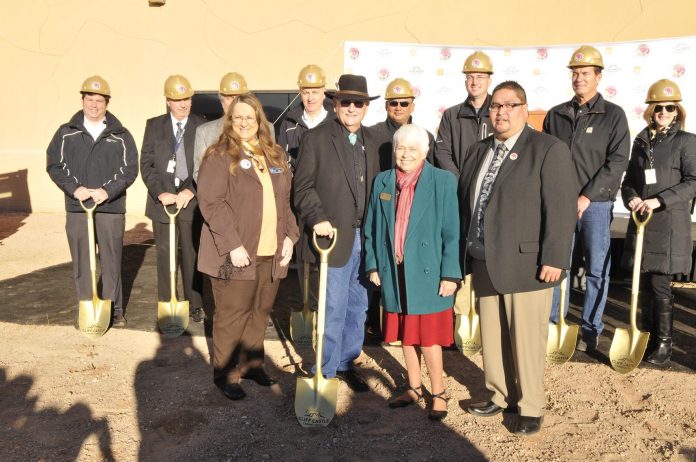 From left, Cottonwood Mayor Diane Joens, Camp Verde Mayor Charlie German, Sedona Mayor Sandy Moriarty, and Yavapai-Apache Chairman Thomas Beauty stand together at the groundbreaking ceremony for Cliff Castle Casino’s new hotel. The new structure benefits Sedona and Cottonwood in addition to Camp Verde by bringing new jobs to the area and encouraging tourists to visit.