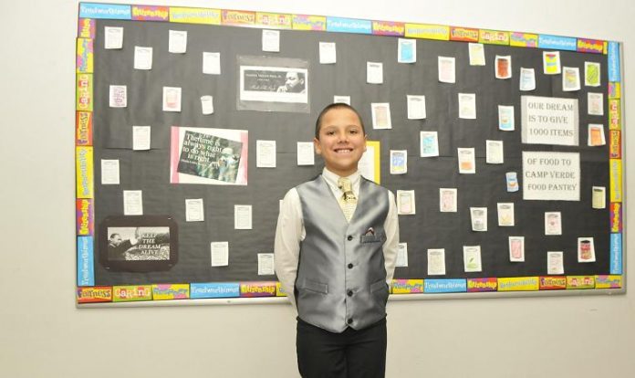 Chandler Plante, 10, is a fifth-grader at Camp Verde Middle School who, with the help of his mother, organized a banner contest for Martin Luther King Jr. Day. Each banner had a different goal, like collecting food for the needy or picking up litter around Camp Verde.