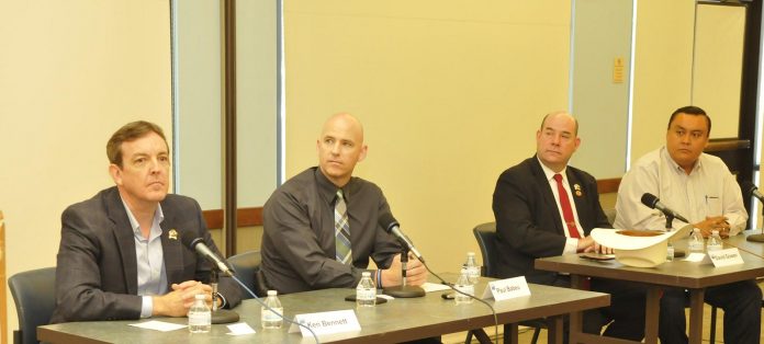 Ken Bennett, Paul Babeu, David Gowan and Shawn Redd all attended a candidate forum at the Cottonwood Rec Center.