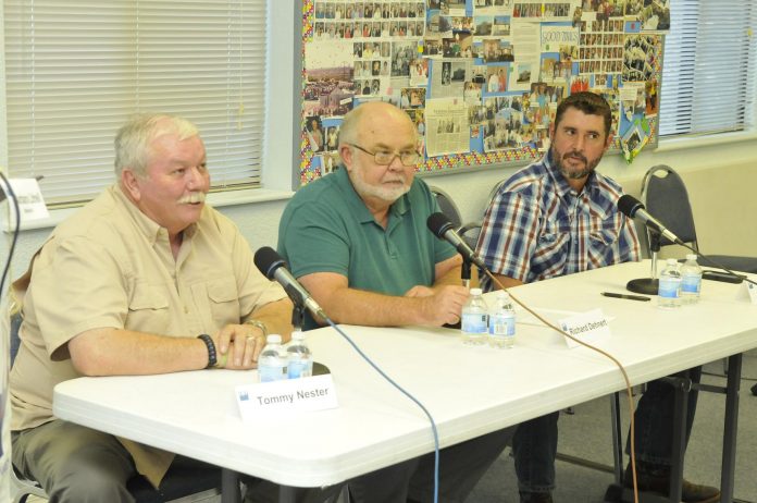 The League of Women Voters hosted a candidate forum in Clarkdale last week. From left are Tommy Nester, Richard Dehnert and Scott Buckley.