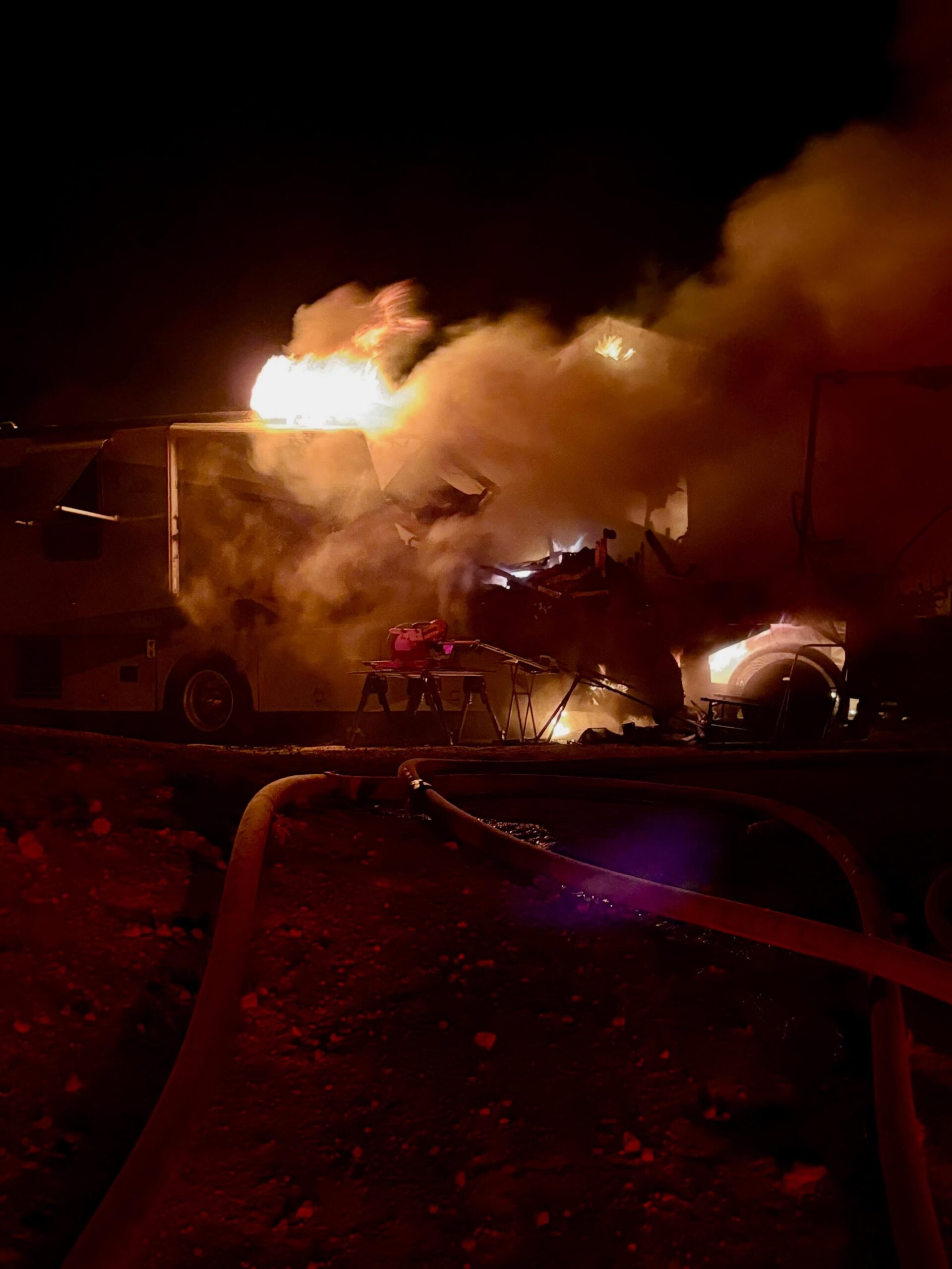 Woman airlifted after fire