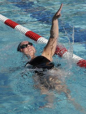 Senior McKenna Langley practices her backstroke at practice. Langley is in her third year on the swim team, having started two years ago and making great improvements in practice since then, according to new head coach Gretchen Wesbrock.