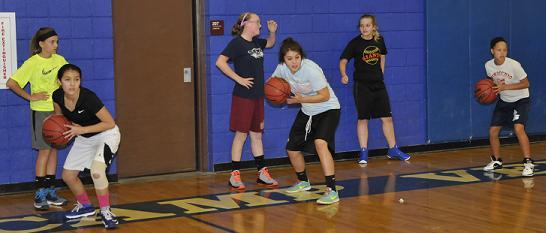 The girls basketball team at Camp Verde Middle School practices agility and ball-control drills after school at the Multi-Use Complex. Both basketball teams at CVMS have a sizable group of newcomers relying on two returning eighth-graders on each team.