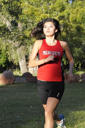 Anissa Urueta, the only senior runner for Mingus Union High School’s girls cross-country team, ran her final meet at the Division III state tournament in Phoenix. Urueta was the Marauders’ second-fastest girls runner on the Cave Creek Golf Course.