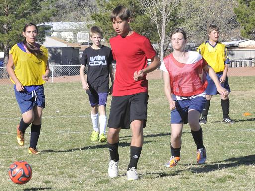 Mountain View Preparatory Academy started its coed soccer season by running drills against each other. The Ocelots lost their first game, 9-1, at Oak Creek School.