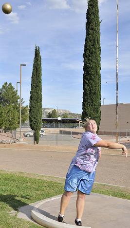 Junior Alyssa Watkins got the silver medal in the discus for Camp Verde High School at the Division III state championships May 9. Although she specializes in throwing the shot put, Watkins threw the discus nearly 114 feet for second place.