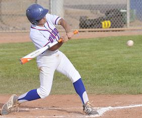 Sophomore Wyatt Howe gets a solid hit for Camp Verde High School in its Senior Night loss to top-ranked Fountain Hills High School. The Cowboys lost Howe, their starting second baseman, for the final week of the season to injury and ended up missing the Division III state tournament after their final loss at Valley Christian High School.