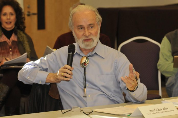 Paul Chevalier addresses the Yavapai College Verde Valley Board Advisory Committee Wednesday, Feb. 3. Chevalier, as chairman of the committee, discussed the possibility of retaining a consultant to examine the possibility of creating a separate administrative college in the Verde Valley.