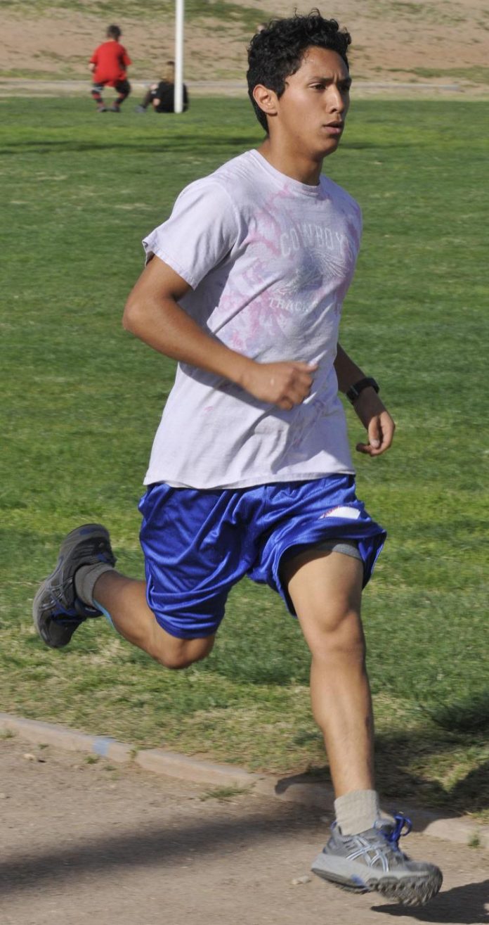 Senior Luis Valdez practices for his 800-meter run at Camp Verde High School. Valdez, who placed 22nd in Division III last spring at the state championships at Mesa Community College, looks to also qualify for the postseason in the mile run and 3,200-meter relay.