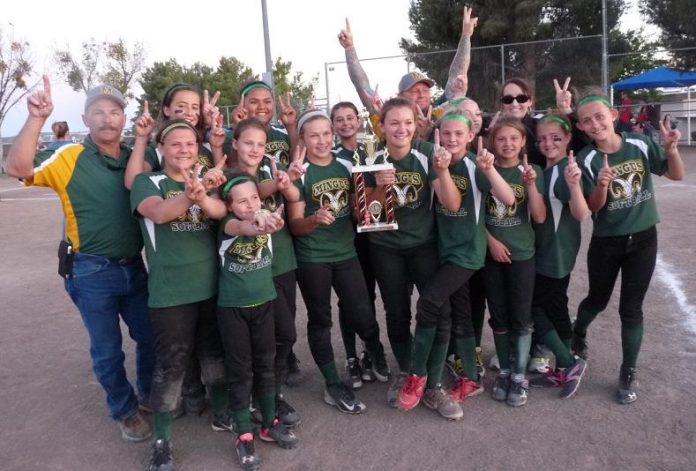 Clarkdale-Jerome School celebrates its second straight Verde Valley Athletic Association Small Schools Softball championship Saturday, April 23, at Oak Creek School in Cornville. The Mingus Rams downed Camp Verde Middle School, 10-5, for the title.