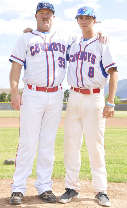 Pitcher Logan Conrad, right, a Camp Verde High School graduate and Section I Player of the Year, stands on the mound with his head coach, Will Davis. Davis was named Section I Coach of the Year.