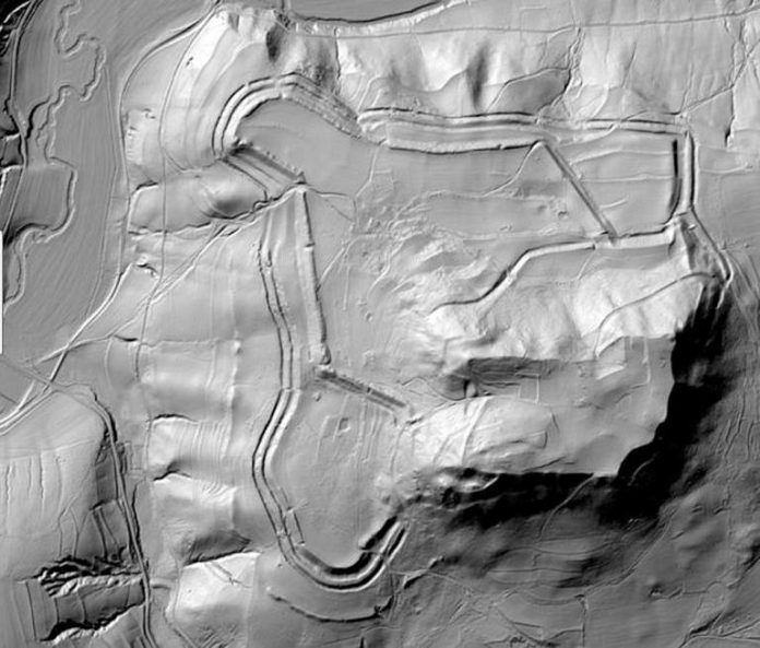 LiDAR technology forms an image of this hilltop without its dense vegetation, revealing the terracing of the hilltop and outline of a defensive wall. Such technology will be used to analyze the grounds of the Verde Valley Archaeology Center beginning Thursday, May 19.