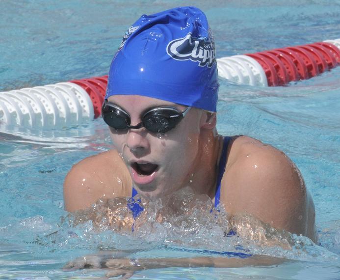 Skylar Mohr, 16, swims for the Cottonwood Clippers in the Verde Valley Invitational. Mohr was one of 19 local club swimmers who helped the Clippers place third out of seven teams Saturday, July 23, at the Cottonwood Outdoor Pool.