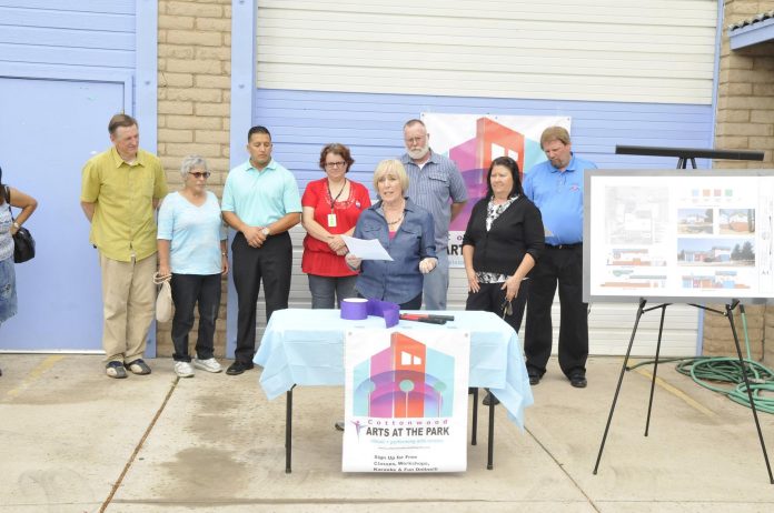 Amigos Del Verde Executive Director Sherry Twamley spoke at the rededication of the Verde Valley Teen Center. The building will become Cottonwood Arts in the Park, focusing on visual and performing arts for ages 12 and up.