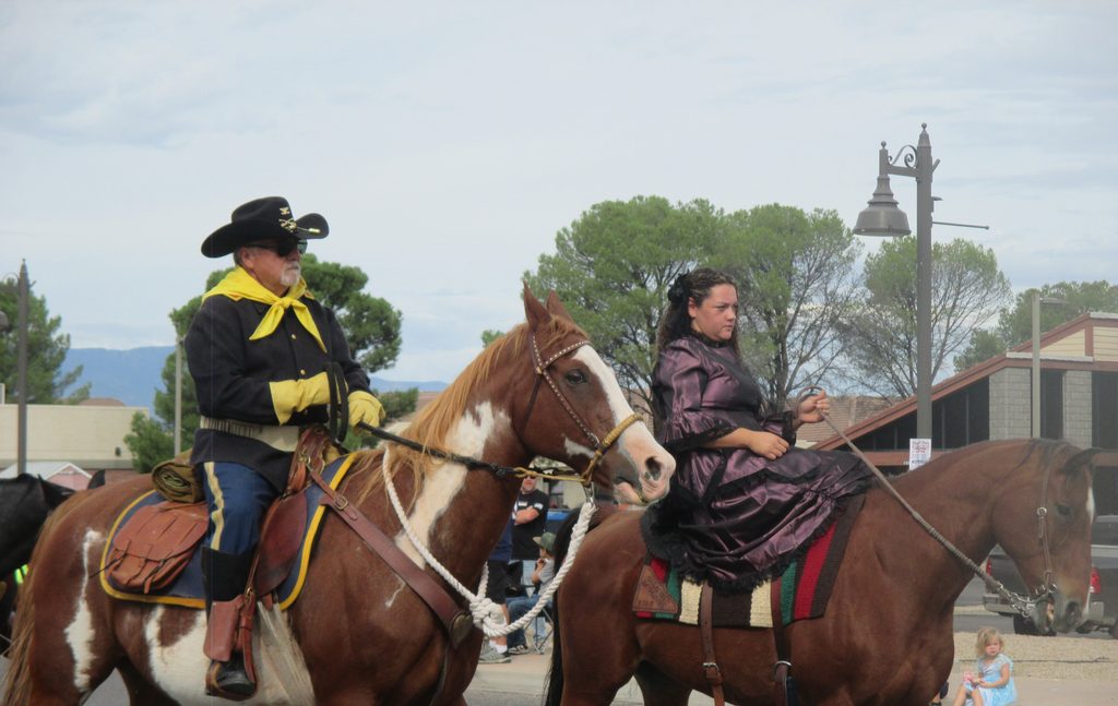 Ruby Acock (right) rides with the Camp Verde Cavalry at the 70th Annual Fort Verde Parade on Saturday, Oct. 10, 2026.