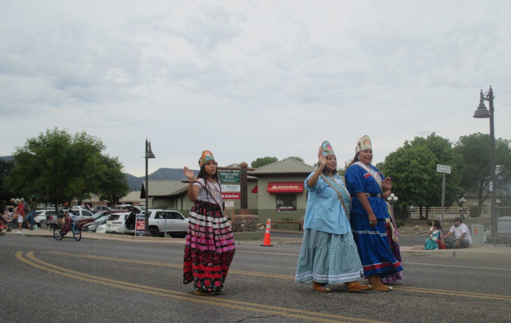 Members of the Yavapai-Apache royal court wave to the crowd at the 70th Annual Fort Verde Parade on Saturday, Oct. 10, 2026.